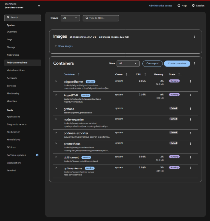 Homelab Server Screenshot